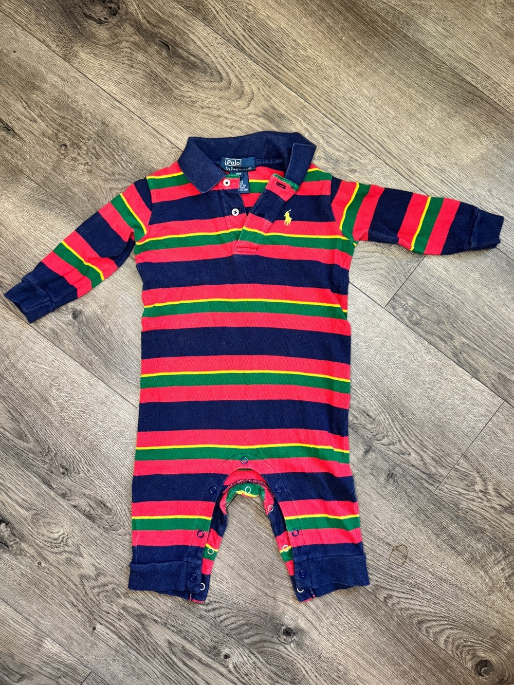 Polo by Ralph Lauren Navy, Red & Green Striped Polo One-Piece